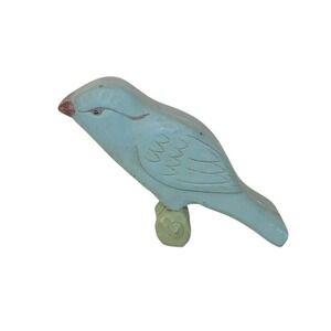 Crowning Touch Collection Hand Carved Wood Bluebird Folk Art Blue Trinket Box